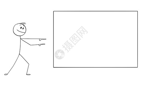矢量卡通棒图绘制充满热情的男子或商人展示或用空符号指向双手的概念插图矢量卡通说明Enthusisticman或Businessm图片