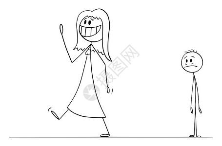 分手后快乐离开的女孩卡通矢量插画图片素材