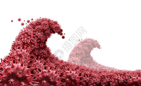 第二次波浪爆发和冠状大流行以及共生危机或流感如同共生19种恐惧和压力一样是危险的流感菌株如3D型疾病细胞所构成的医学健康风险概念图片
