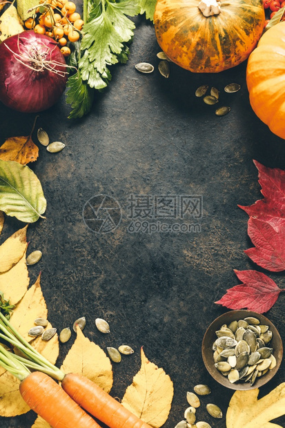 南瓜和秋叶都是生背景的南瓜和秋叶都是生背景的平地图片