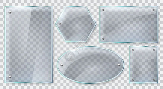 反映玻璃模型孤立矢量插图集的反射玻璃板清晰或塑料3D横幅反映玻璃模型孤立矢量插图集的清晰玻璃板反映模型孤立矢量插图集的清晰玻璃板图片