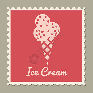 邮票夏季假期IceCreamRetroVestage设计邮票暑假设计矢量插图孤立图片