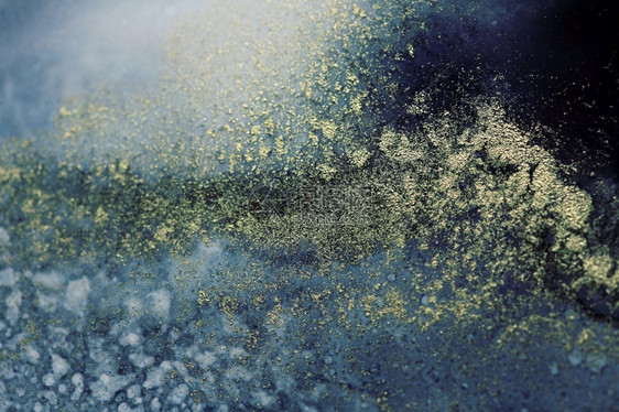 蓝色灰摘要和金油漆布料背景Marble纹理图片