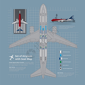 一组带座位的飞机单向矢量说明图片