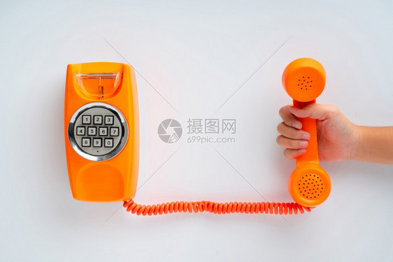 与我们联系的Vintagerefront电话概念图片