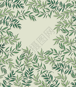 树叶和草自然背景和文字位置的装饰树枝矢量说明背景图片