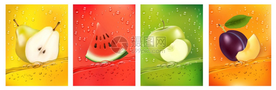 新鲜果汁西瓜苹果梨子图片