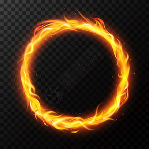 现实的火焰环燃烧圈红火光马戏团火孤立的矢量说明环圈图片