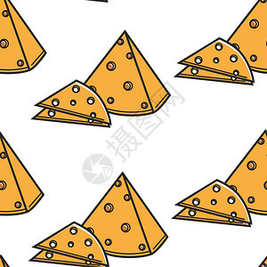 荷兰乳酪三角形和切片无缝模式矢量图片