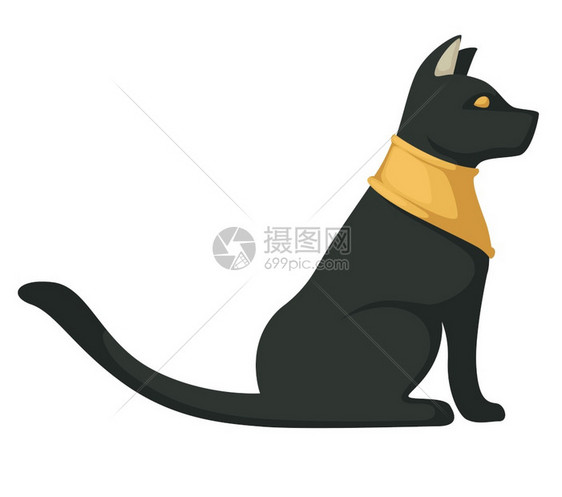 古代宗教象征埃及黑猫孤立的动物媒介金项链或圈巴斯泰女神埃及象征和文化雕塑旅游像神话和生态学图片