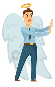 有翅膀的天使卡通矢量插画图片