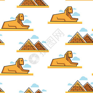 无缝模式埃及人面狮身像和金字塔图片