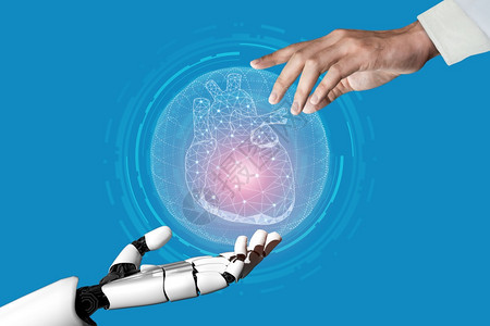 3D使医疗人工智能机器在未来医院工作未来假肢保健用于病人和生物医学技术概念背景图片
