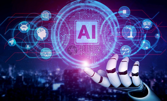 3D进行人工智能AI机器人和开发研究为生活者的未来服务数字据挖掘和计算机大脑的器学习技术设计图片