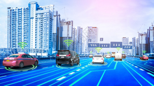 未来适应巡航控制遥感附近车辆和行人智能运输技术图片