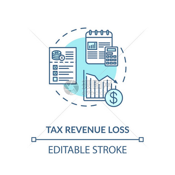税收损失绿宝石概念图标商业利润减少工危机金融衰退概念细线插图矢量孤立大纲RGB彩色绘图可编辑中风税收损失绿宝石概念图标图片