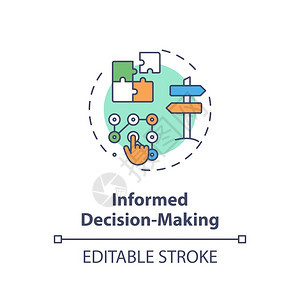 知情决策概念图标计划机会战略问题解决方案数据分析概念细线插图矢量孤立大纲RGB颜色绘图可编辑中风图片