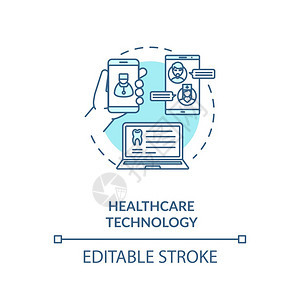 保健技术绿化概念图标远程通信医生和病人院移动应用程序概念细线插图矢量孤立大纲RGB彩色绘图可编辑中风保健技术绿化概念图标图片