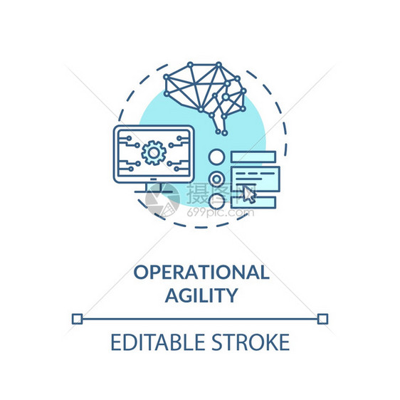 操作敏捷的绿概念图标技术创新数字转换用于商业理念的细线插图矢量孤立的大纲RGB彩色绘图可编辑中风操作敏捷的绿概念图标图片