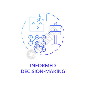 知情决策生成蓝色梯度概念图标计划机遇战略问题解决方案数据分析设想细线插图矢量孤立大纲RGB颜色绘图知情决策设定蓝色梯度概念图标图片
