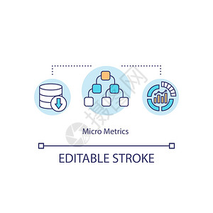 微量度概念图标信息管理组织增长业绩指标大数据概念细线插图矢量孤立大纲RGB彩色绘图可编辑中风微量度概念图标图片