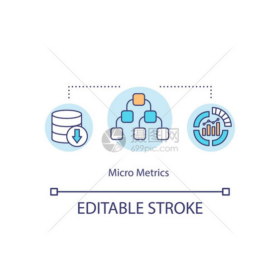 微量度概念图标信息管理组织增长业绩指标大数据概念细线插图矢量孤立大纲RGB彩色绘图可编辑中风微量度概念图标图片