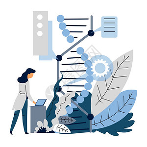 科学家和DNA分子生物学概念图片