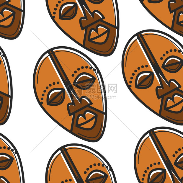 非洲符号木质图腾面罩图片