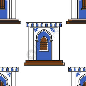 摩洛哥建筑和墙面装饰门或窗纸印刷楼摩洛哥建筑和墙面装饰门或窗无缝模式图片