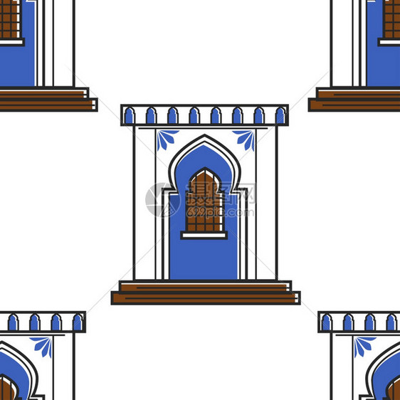 摩洛哥建筑和墙面装饰门或窗纸印刷楼摩洛哥建筑和墙面装饰门或窗无缝模式图片