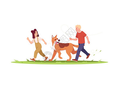 海尔兄弟男孩和女在外面玩家庭宠物牧场暑假儿童在白色背景上孤立卡通