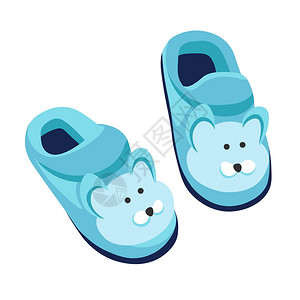 毛衫儿童家鞋或幼小拖单独配对儿童家鞋用矢量翻转式双鞋配有动物脸和