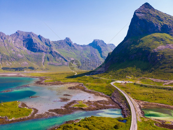 挪威Lofoten群岛的挪威风景路途岛屿和海洋旅游路线10挪威空中观视挪威Lofotten群岛景观图片