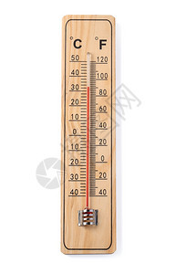 以白色与剪切路径隔离的木制温度计图片