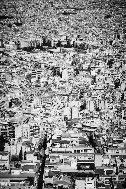希腊雅典市住宅区的空中观察图片