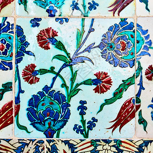 具有花型的古时土耳其玻璃瓷砖图片