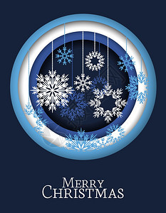 圣诞节背景的矢量插图带雪花的圣诞快乐卡片雪花装饰带的圣诞节背景图片