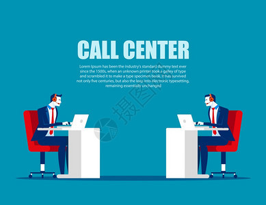 呼叫中心的卡通字符概念商业矢量在线电话支助服务顾问图片