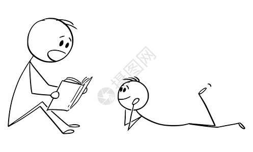 给孩子讲故事的火柴人父亲图片素材