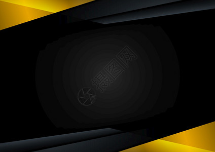 模板技术公司概念抽象三角形黑色和黄深背景带有文本空间矢量插图图片