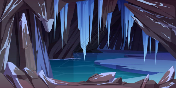 洞穴中的冰湖图片