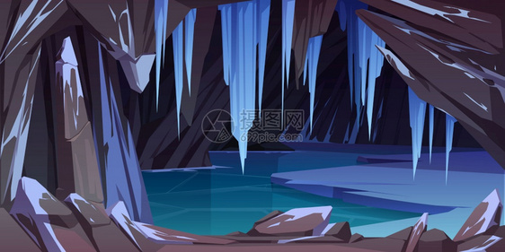 洞穴中的冰湖图片