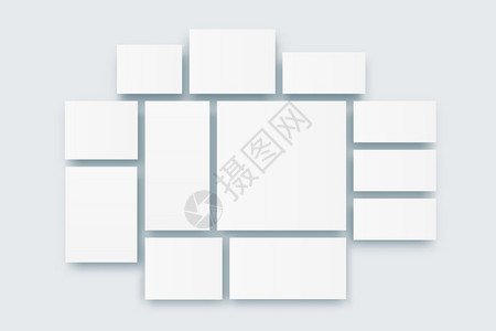 真实的情绪牌纸板照片布局设置框架品牌展示布局用于内部拼图或像画廊的矢量最小相册页面模板真实的情绪矢量最小相册页面模板图片
