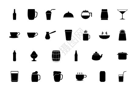 储存饮料和食品黑颜色的容器固体风格的矢量说明储存饮料和食品黑颜色的容器固体风格的图像图片