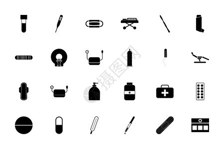 医疗物体黑色固定体样式矢量说明固定颜色图像图片