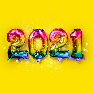 彩虹色Foil气球以201年的形式出现新年庆祝图片