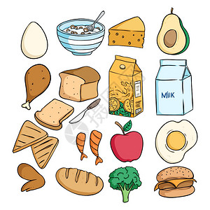 食品餐卡通早餐食品插画