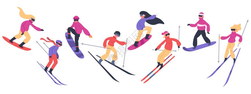冬季体育活动滑雪者青年等极端山板和滑者图片