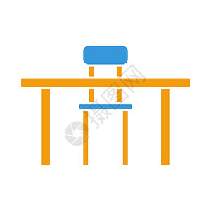 桌子和椅图标平面颜色设计矢量说明图片