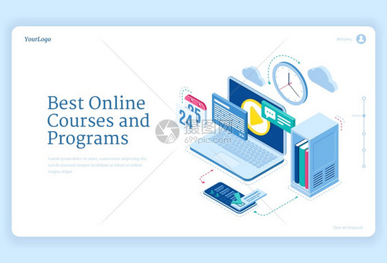 在线课程互联网教育概念图片